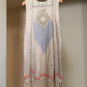 Blu Pepper crochet cardigan vest